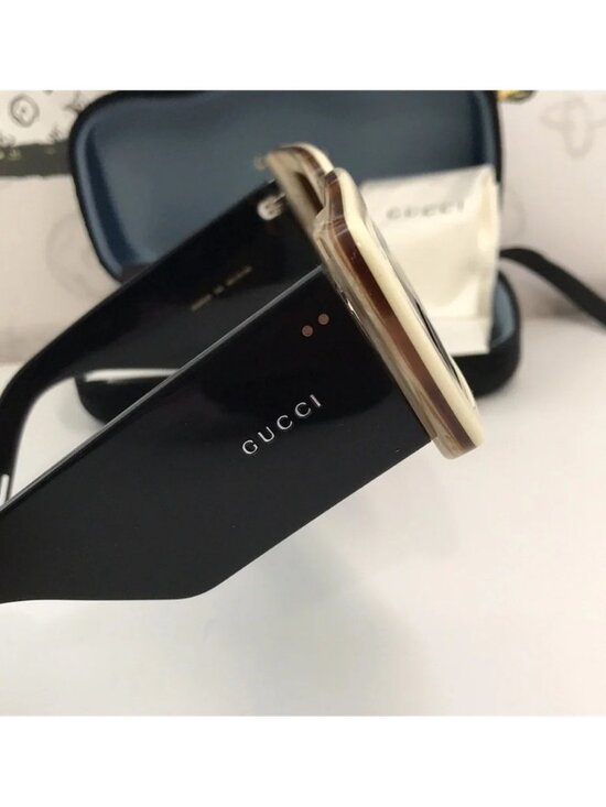 Gucci GG0543S 002 Ivory Black Oversized Rectangular Sunglasses Brown Lens main image 5